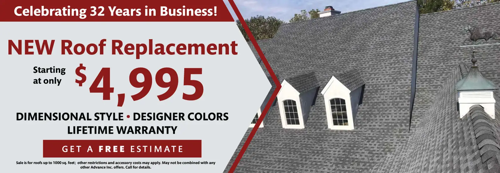 New Roof Replacement starting at $4995