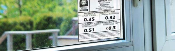 Energy label showing ratings