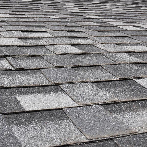 closeup of roofing on home exterior